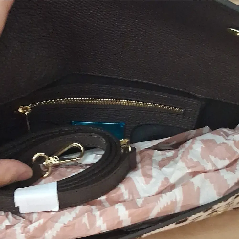 Divina Firenze Animal Print Satchel Top Handle Bag Detachable Strap White Brown